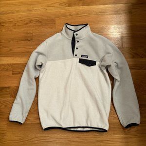 Women's Lightweight Synchilla Snap-T Fleece Pullover Size Medium White Navy Gray